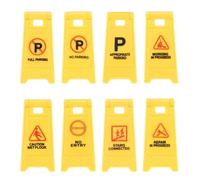 QUARKZMAN Panneau D'Avertissement Miniature, Panneaux De Service De Stationnement, Maquette Miniature en Plastique De Scène Urbaine Panneau De Prudence Au Sol De Maison (Jaune, 8 Pcs)
