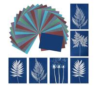 QUARKZMAN Papier cyanotype, kit de 24 feuilles de papier photosensible Sun Print Paper, papier artisanal coloré pour adultes, projet artistique DIY, 21x14,7 cm (A5)
