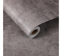 QUARKZMAN Papier Peint Béton 5m x 80cm, Papier Contact Vinyle Ciment Industriel Texture Mate Fissurée Adhésif pour Plan de Travail Cuisine Armoire Salle de Bain, Gris Foncé
