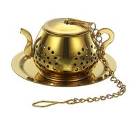QUARKZMAN Passoire À Thé, Infuseur À Thé En Acier Inoxydable Avec Chaîne Et Plateau, Filtre Réutilisable À Mailles Épaisses Pour Tasses, Théières Et Mugs, Doré