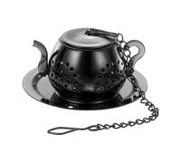 QUARKZMAN Passoires À Thé, Passoire À Thé En Acier Inoxydable Avec Chaîne Et Plateau, Filtre Réutilisable À Mailles Larges Pour Tasses À Thé, Théières Et Mugs, Noir