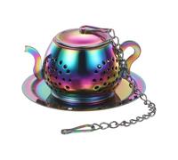 QUARKZMAN Passoires À Thé, Passoire À Thé En Acier Inoxydable Avec Chaîne Et Plateau Réutilisable À Mailles Larges Pour Tasses À Thé, Théières Et Mugs, Multicolore