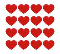 QUARKZMAN Patch Thermocollant Vetement 16Pcs Patchs Cœur en Fer à Repasser, Brodés à Coudre, Patch ornementationatif Appliqué pour Bricolage Sacs à Dos Sacs Chapeaux, 40mm Rouge