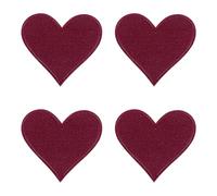 QUARKZMAN Patch Thermocollant Vetement 4Pcs Patchs Cœur en Fer à Repasser, Brodés à Coudre, Applique Décorative pour Réparation pour DIY Artisanat Sacs Chapeaux, 70mm Rouge bordeaux