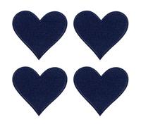 QUARKZMAN Patch Thermocollant Vetement 4Pcs Patchs Cœur en Fer à Repasser, Petits Brodés à Coudre, Patch ornementationatif de Réparation Appliqué pour DIY Artisanat Sacs, 70mm Bleu Foncé
