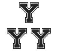 QUARKZMAN Patches À Lettres À Repasser, 3 Pcs 3.1"/7.8cm Alphabet Y Broderie Applique À Coudre Pour Vêtements, Robes, Chaussettes, Jeans, Chapeaux, Accessoires DIY(Noir)