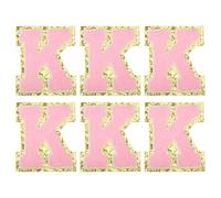 QUARKZMAN Patches En Chenille Lettre K Alphabet 3.1" A Repasser Patch Brodé Lettres Autocollantes Applique Pour Réparer Vêtements Jeans Chaussures Casquettes DIY (Rose, Lot De 6)