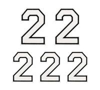 QUARKZMAN Patches Numero 2 A Repasser 4.4"/3.1" Patch Brode A Repasser A Coudre Autocollants Numero Applique Pour Reparer Vetements Jeans Chapeaux DIY (Blanc, Lot De 5)