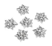 QUARKZMAN Patchs Étoiles en Perles Faites à la Main, 6 Pièces D'Appliques en Cristal de Verre avec Strass en Forme D'Étoile pour la Couture DIY, Accessoires de Couture, Blanc