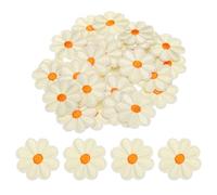 QUARKZMAN Patchs Thermocollants en Forme de Fleur, Brodés, à Coudre, pour Réparer les Vêtements, Décorer les Sacs à Dos, les Chaussures, 90x90mm/3.54x3.54" Lot de 30 (Beige)