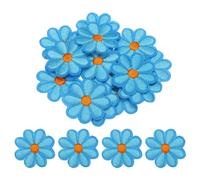 QUARKZMAN Patchs Thermocollants en Forme de Fleur, Brodés, à Coudre, pour Réparer les Vêtements, Décorer les Sacs à Dos Et les Chaussures, 90x90mm/3.54x3.54", Lot de 15 (Bleu)