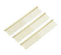 QUARKZMAN Peigne pour Chien Chat, Peigne en Acier Inoxydable à Dents Arrondies pour Éliminer Nœuds Poils Morts, 19CM (Doré, Lot de 3), Outil de Toilettage pour Animaux