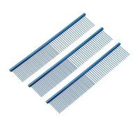 QUARKZMAN Peigne pour Chien Chat, Peignes pour Animaux en Acier Inoxydable à Dents Arrondies pour Éliminer Nœuds et Poils Morts, 7,5PO (Bleu Plaqué, Lot de 3), Outil de