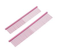 QUARKZMAN Peigne Pour Chien Et Chat, Peignes Pour Animaux Dents En Acier Inoxydable Avec Arrondies Pour Nœuds Tapis, 6.5/7.5IN (Revêtement Rose, 2 Pack), Aux Animaux Avec Poils Longs