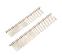 QUARKZMAN Peigne Pour Chien Et Chat, Peignes Pour Animaux Dents En Acier Inoxydable Avec Extrémités Arrondies Pour Nœuds Tapis, 6.5/7.5IN (Doré, 2 Pack), Aux Animaux Avec Poils Longs