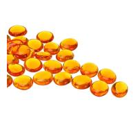 QUARKZMAN Perles de Verre, 36 Pièces, Gemmes Plates en Verre Transparent Orange 0,44 LB (0,67-0,87") Marbres en Verre Galets pour Remplissage de Vase, Décoration d'Aquarium, Artisanat DIY