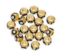 QUARKZMAN Perles Œil de Démon 20 Pièces 10x7mm en Émail Plaqué Or Noir