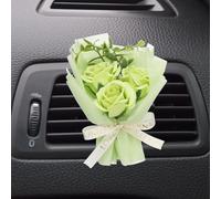 QUARKZMAN Petit Bouquet De Roses Parfumé Vert Clair Pour Ventilation De Voiture, Mini Décoration Florale Avec Diffuseur D'senteur Pour Femmes, Décoration Parfumée Automobile, Style 5