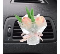 QUARKZMAN Petit Bouquet Rose Parfume Pour Voiture, Mini Bouquet Decoratif Avec Diffuseur D'aromates Pour Femmes, Decoration D'air Frais Automobile, Style 2