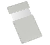 QUARKZMAN Petit Miroir de Poche pour Sac à Main, Miroir Compact en Acier Inoxydable avec Étui en Cuir, Miroir de Voyage Miroir à Main (Gris, 2.44 X 3.74)