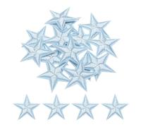 QUARKZMAN Petits Écussons Thermocollants En Fer à Coudre, Appliqués Pour Embellir Vêtement, Réparer Les Sacs à Dos, de Couleur Bleu Ciel, Dimensions de 2,9X2,9 cm, Lot de 15.