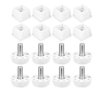 QUARKZMAN Pieds de Nivellement pour Meubles, 8 Ensembles de 30 x 30 mm - Nivelleur Réglable pour Meubles avec Insert Carré, Écrou Fileté M8 et Bouchons d'Extrémité (Blanc)