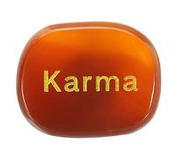 QUARKZMAN Pierres Inspirantes Gravées, Pierre D'Anxiété Naturelle Ovale Cristal Roches À Pouce Avec Mots Gravés Pour Femmes Cadeaux Stress, Agate Rouge-Karma