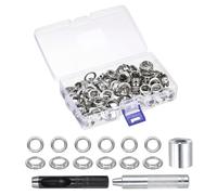 QUARKZMAN Pince à œillets 100pcs kit d'outils pour œillets 12 mm, disques à œillets, œillets métalliques avec boîte de rangement, 1/2 pouce pour chaussures, bagages, cuir, bâches, noir