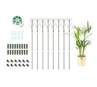 QUARKZMAN Plant Support Stakes Set, 8 Pcs Twig Plant Stem Support Structures 43.3" Plants Branches Supports with Extension Poles, Orchid Clips, Plants Tie pour House Potted Monstera, Green