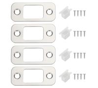 QUARKZMAN Plaques Gâche En Acier Pour Porte Plaques Gâche À Verrou Rond Pour Porte D'Entrée Renforcement Sécurité Argent Pack 4