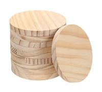 QUARKZMAN Plaques rondes en pin non finies 10 cm x 10 mm 10 Pièces | Pour artisanat et projets créatifs, vierges, ornementation de porte de maison pour Noël, pyrogravure