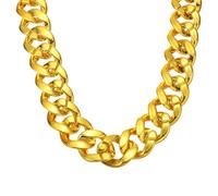 QUARKZMAN Plastic Chain Necklace, 35 Inch Hip Hop Rapper Chunky Chain Fake Thick Gold Chains Jewelry Party Costume Necklace Accessory Pour Men Women (Gold)