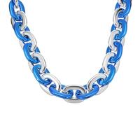 QUARKZMAN Plastic Chain Necklace, 39 Inch Hip Hop Rapper Chunky Chain Fake Thick Gold Chains Jewelry Party Costume Necklace Accessory Pour Men Women (Blue/Silver)