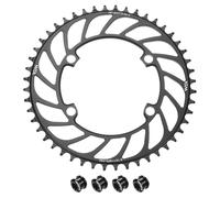 QUARKZMAN Plateau De Vélo 110BCD 48T 7/8/9/10/11 Vitesses 200mm De Diamètre Rond en Aluminium Narrow Wide Tooth avec Vis pour MTB Road Bike, Noir