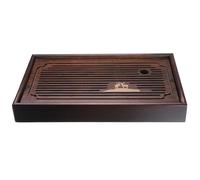 QUARKZMAN Plateau Thé Chinois En Bambou Gong Fu 11.8" Motifs Gravure Marron | Plateau Thé Meuble Table En Bambou, Exquis, Avec Boîte Stockage D'Eau Pour Boire Du Thé