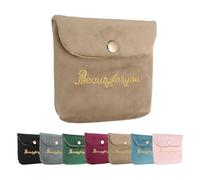 QUARKZMAN Pochettes joyau en Velours avec Bouton-Pression, Pochettes Douces De Rangement joyau Petites Pochettes Cadeau en Velours pour Bagues Collier Bracelet, Kaki