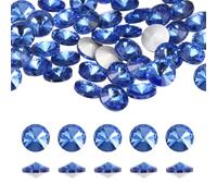 QUARKZMAN Pointed Back Rhinestones, 50 Pcs 8mm Round Glass Rhinestone Faceted Crystal Cabochon Gems Pour Nail Arts Crafts, Jewelry Making, Phone Case, Cloth Decoration (Medium Blue)