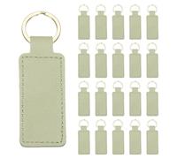 QUARKZMAN Porte-clés Vierges 24 Rectangulaire 7.2cmx2.4cm Vert Matcha | Kit de porte-clés en cuir PU, gravure laser, individualisé, avec anneaux, pour bricolage et cadeaux, en vrac