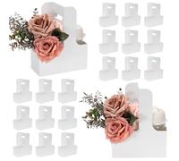 QUARKZMAN Porte-Gobelets Double Avec Poignée, 20 Pcs Sacs Cadeau Kraft Fleuris, Boîte D'Emballage Florale, Porte-Gobelets En Carton Portable Pour Café Thé Bouquet Anniversaire Fête, Blanc