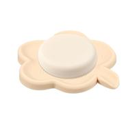 QUARKZMAN Porte-Savon en Silicone avec Bec Verseur, Porte-Savon Autodrainant Portable en Forme De Fleur pour Lavabo De Salle De Bain Et Cuisine, Beige
