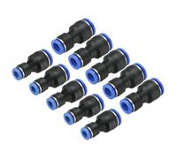 QUARKZMAN Poussoir vers Connecteur Raccord, 10mm vers 6mm/10mm vers 8mm Tube OD Quick Connect Air Ligne Tuyau Tuyau Raccord Droit Pneumatique Connecteur, Noir 10pcs