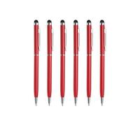 QUARKZMAN- QUARKZMAN-Stylet universel stylo à bille 2 en 1 rétractable 6 pièces, rouge