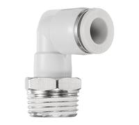 QUARKZMAN Raccord À Visser Mâle Coude 3/8 Pouce Tube OD x 1/2 Pouce Filetage NPT Plastique Raccord Rapide Pour Tuyau Pneumatique Kit De Raccords À Verrouillage Rapide PL3/8-N04, Blanc