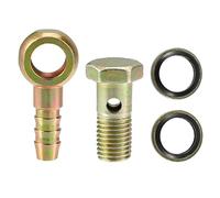 QUARKZMAN Raccord Banjo Verrouille 1 Ensemble pour Freinage | Diam. Int. 12mm, Ext. 10mm, Vis 19x34mm, Joint 21x45mm, Air Carburant Moteur, Fer Cuivre, 1 Boulon, 1 Vis, 2 Rondelles