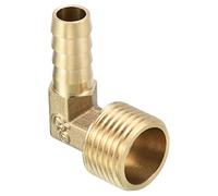 QUARKZMAN Raccord Cannelé 10mm Barbelé à 1/2" PT Mâle Filetage Tuyau x 1PCS 90 Degré Coude Laiton Barbillon Tuyau Raccord pour Air Eau Carburant Pneumatique Tuyau, Or