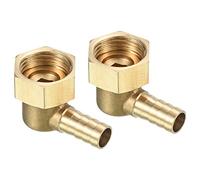 QUARKZMAN Raccord Cannelé 10mm Barbelé à G1/2 Femelle Filetage Tuyau x 2PCS Laiton Coude Barbillon Tuyau Raccord Pivot Écrou Tuyau Connecteur pour Air Eau Carburant Pneumatique Tuyau, Or