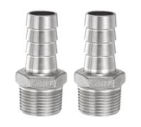QUARKZMAN Raccord Cannelé Inox Acier 19mm Cannelé x G 3/4" Mâle 2Pcs