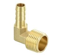 QUARKZMAN Raccord Coude en Laiton pour Tuyau Barbelé 2 Pièces 3/8" Barbx1/2" Mâle NPT 90 Degrés Raccord de Tuyau en Laiton pour Eau, Carburant, Air