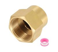 QUARKZMAN Raccord De Tuyau en Laiton, 3/4" G Femelle × 1/2" NPT Femelle Raccord De Tuyau en Laiton Hex Nipple, Adaptateur De Raccord De Tuyau 3/4" À 1/2" Femelle avec PTFE, Ton Doré