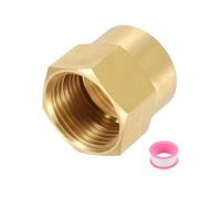 QUARKZMAN Raccord De Tuyau en Laiton, 3/4" GHT Femelle x 3/4" NPT Femelle Raccord Hexagonal en Laiton pour Connexion De Tuyau, Adaptateur De Tuyau 3/4" à 3/4" Femelle avec PTFE, Ton Or